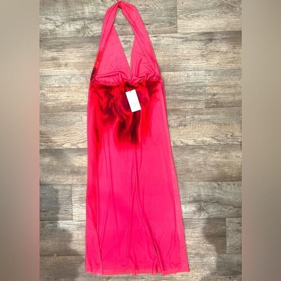 ZARA Fuchsia Open Back Midi Dress NWT | Blogger Fave Halter Neck - Picture 16 of 16